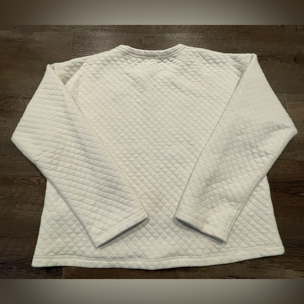 J Crew Women’s White And Striped Reversible Quilted Crewneck Sweatshirt Size S - Picture 2 of 5